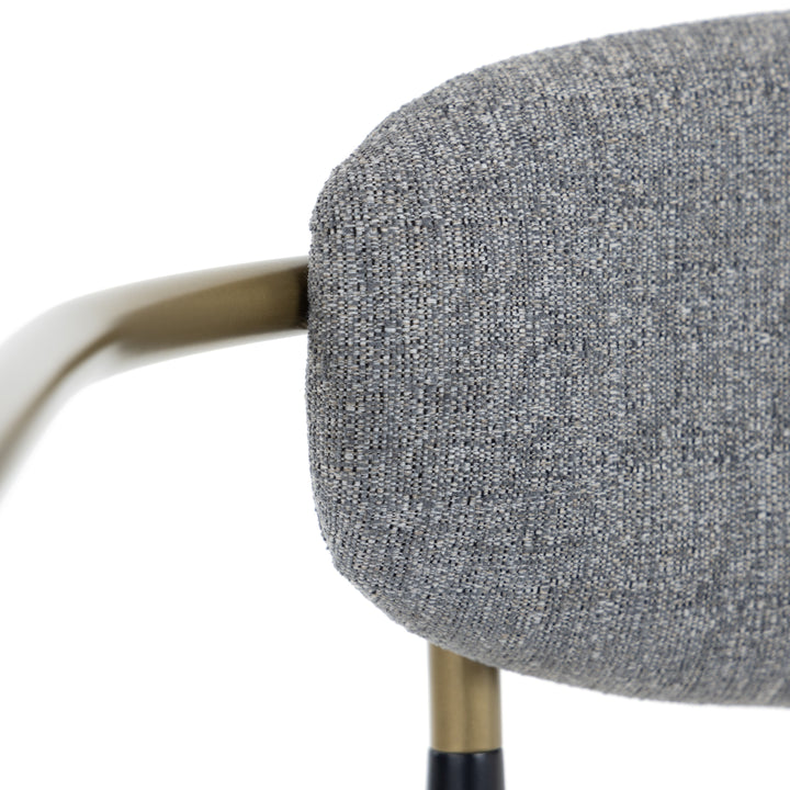 Buchtel - Mid-Century Modern Medium Grey + Gold Arm + Black Counter Chair