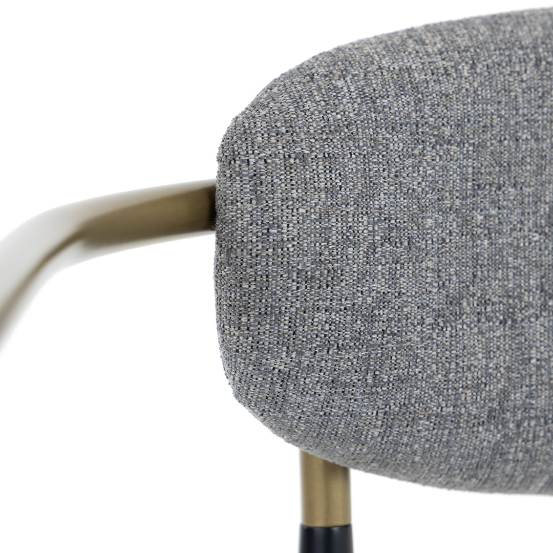 Buchtel - Mid-Century Modern Medium Grey + Gold Arm + Black Counter Chair