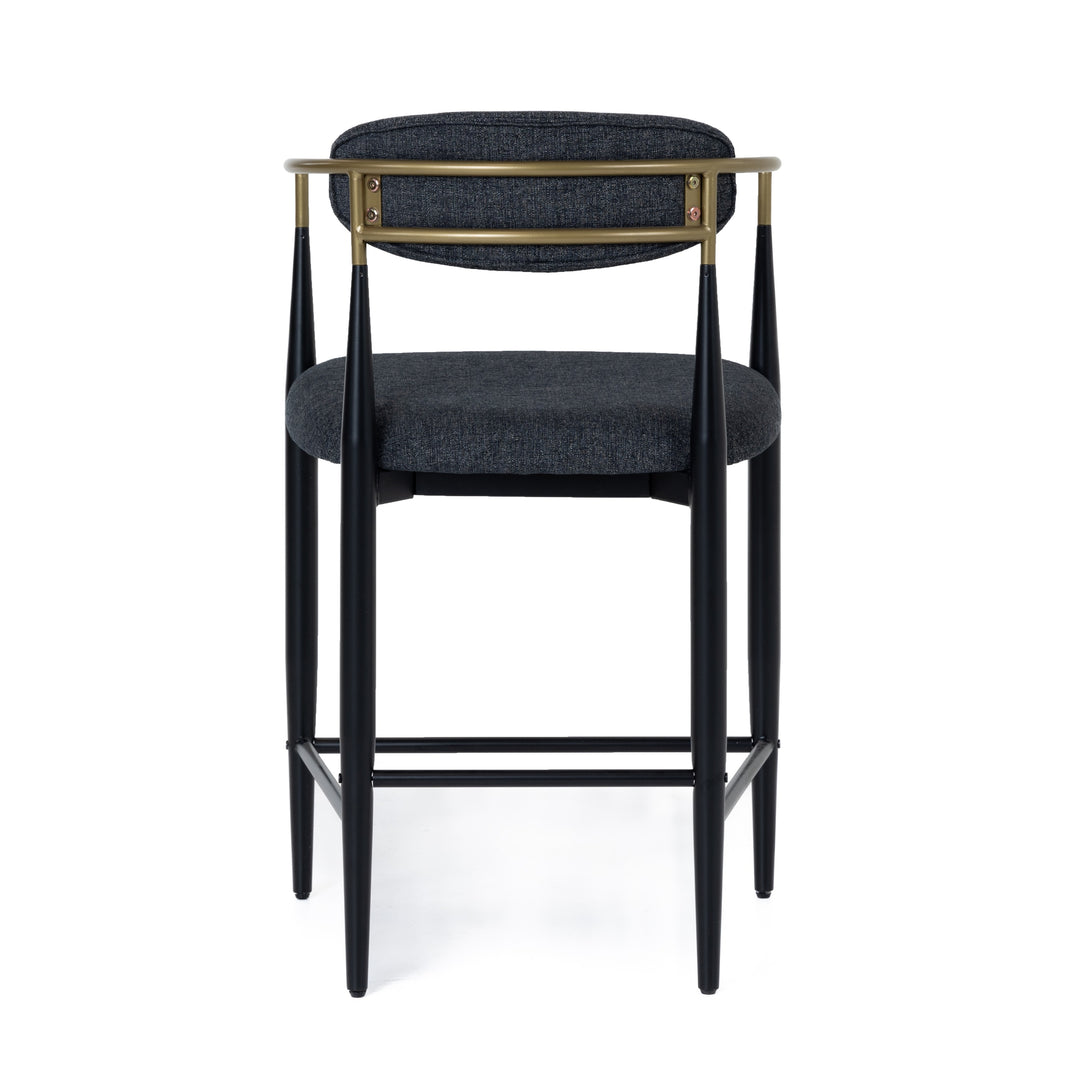 Buchtel - Mid-Century Modern Dark Grey + Gold Arm + Black Counter Chair