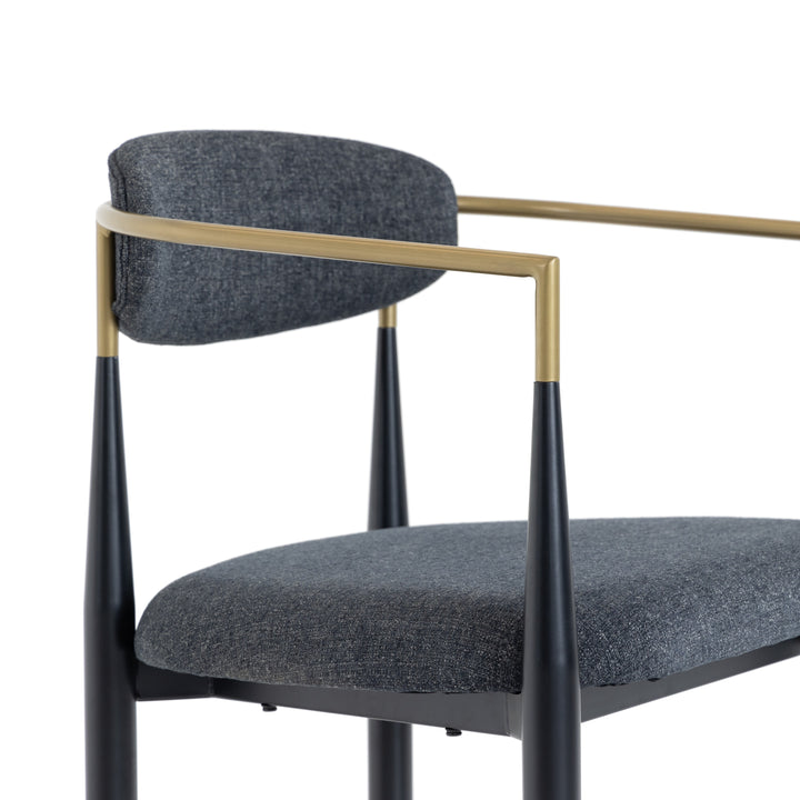 Buchtel - Mid-Century Modern Dark Grey + Gold Arm + Black Counter Chair