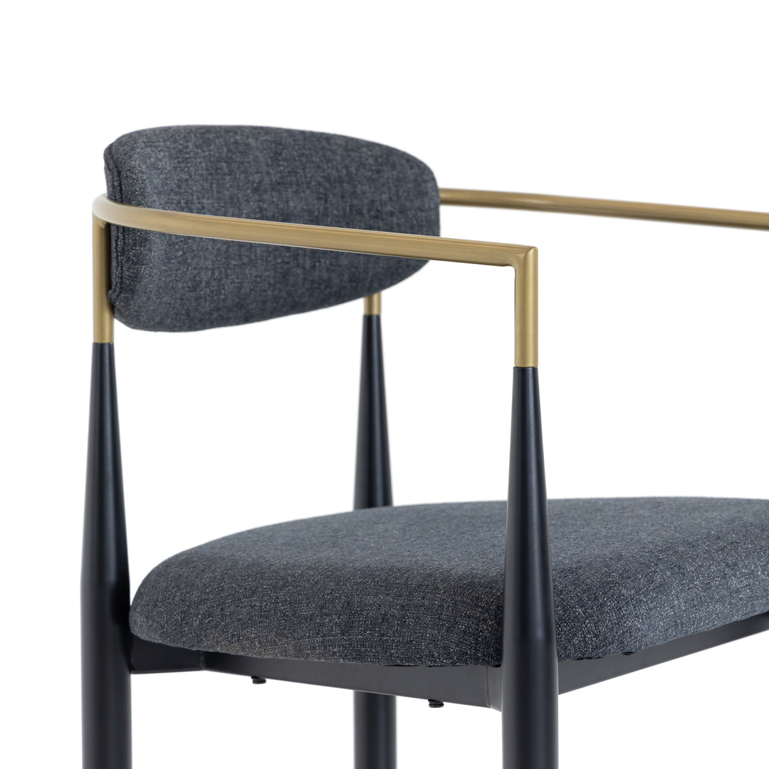 Buchtel - Mid-Century Modern Dark Grey + Gold Arm + Black Counter Chair
