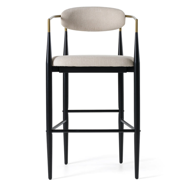 Buchtel - Mid-Century Modern Beige + Gold Arm + Black Bar Chair