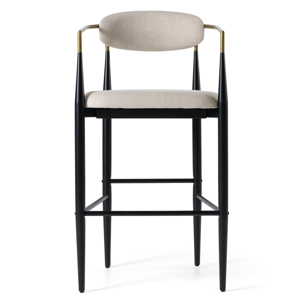Buchtel - Mid-Century Modern Beige + Gold Arm + Black Bar Chair