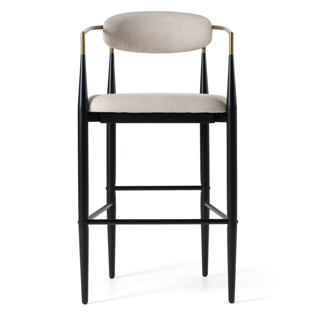 Buchtel - Mid-Century Modern Beige + Gold Arm + Black Bar Chair