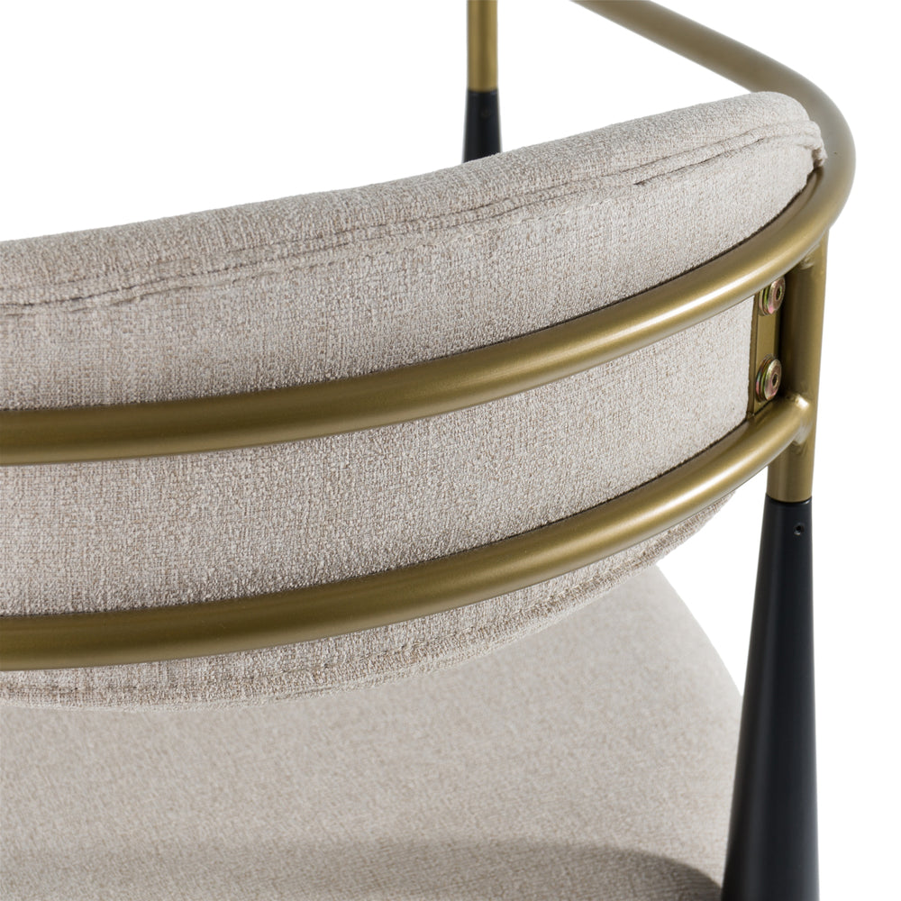 Buchtel - Mid-Century Modern Beige + Gold Arm + Black Bar Chair