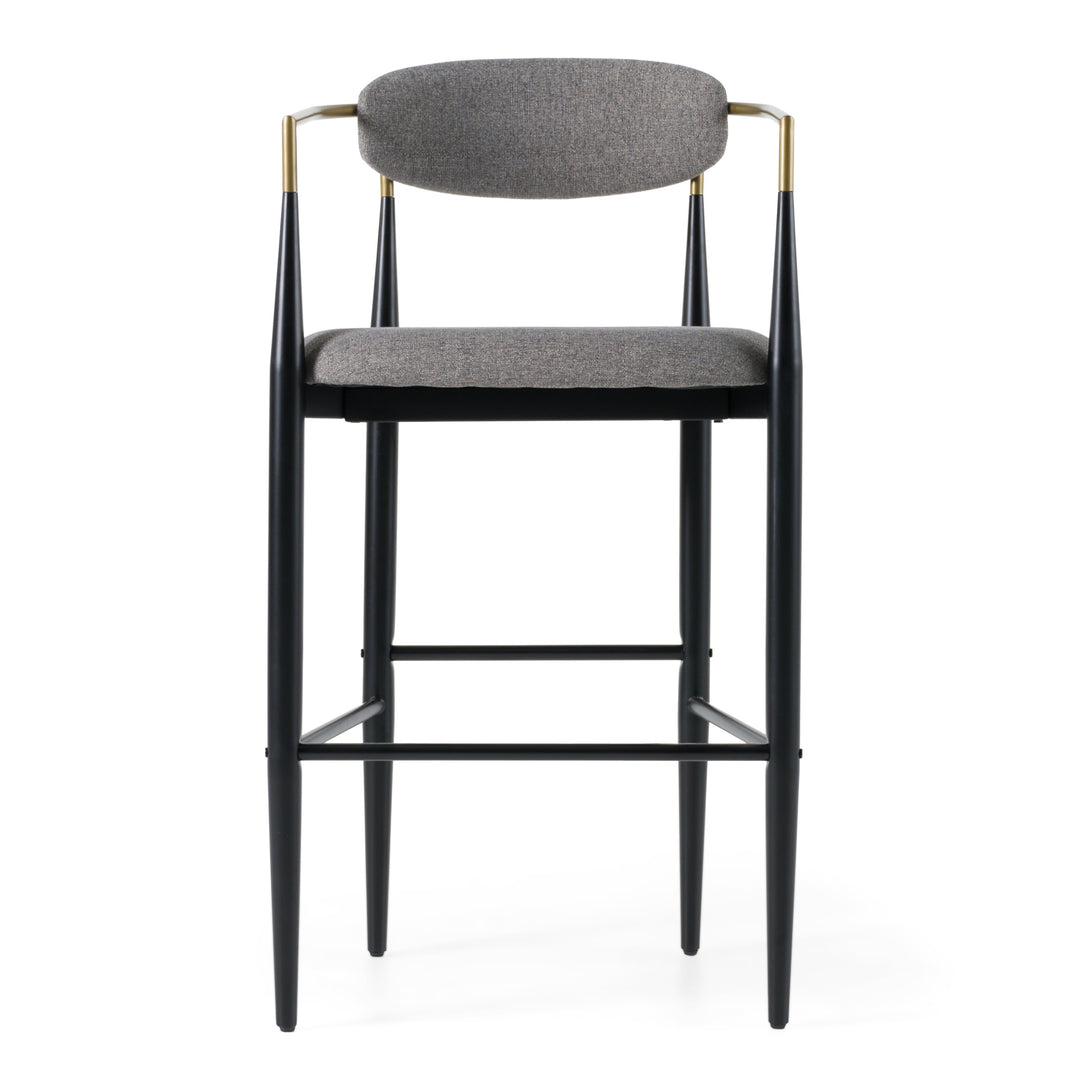 Buchtel - Mid-Century Modern Medium Grey + Gold Arm + Black Bar Chair