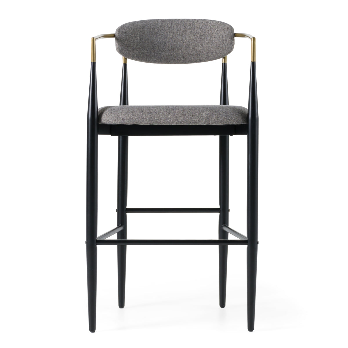 Buchtel - Mid-Century Modern Medium Grey + Gold Arm + Black Bar Chair - View 2
