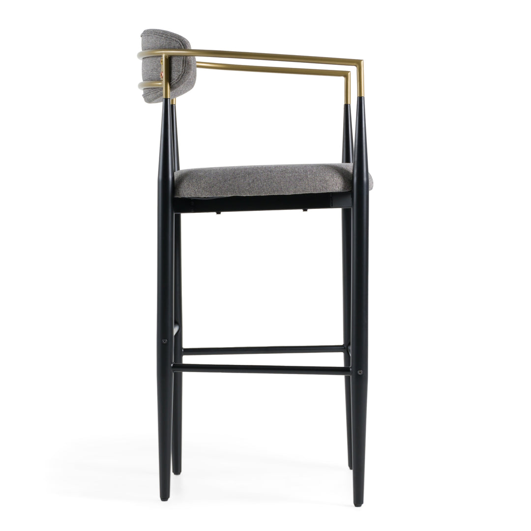 Buchtel  Mid-Century Modern Medium Grey + Gold Arm + Black Bar Chair