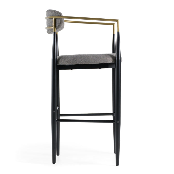 Buchtel  Mid-Century Modern Medium Grey + Gold Arm + Black Bar Chair