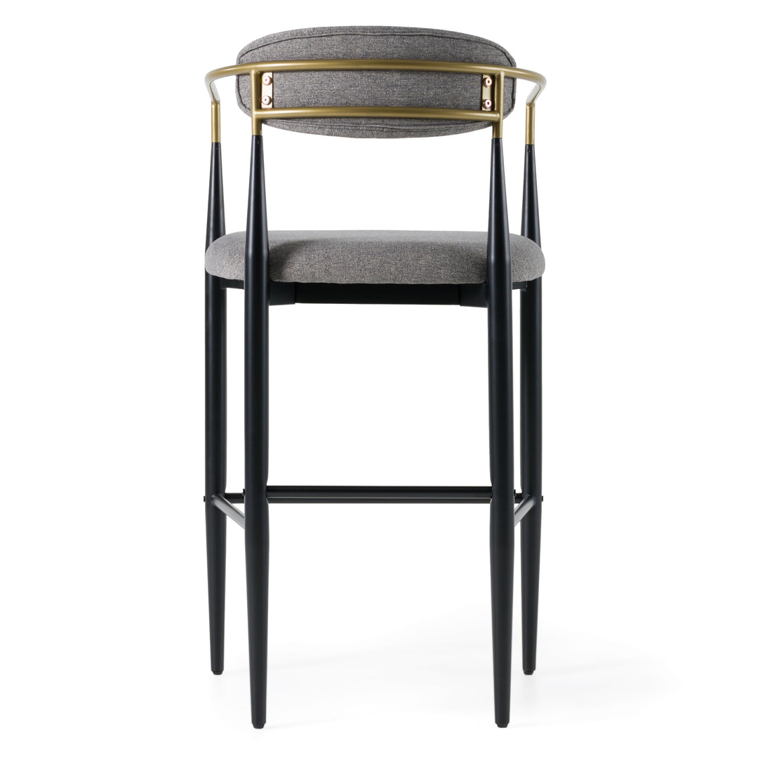Buchtel  Mid-Century Modern Medium Grey + Gold Arm + Black Bar Chair