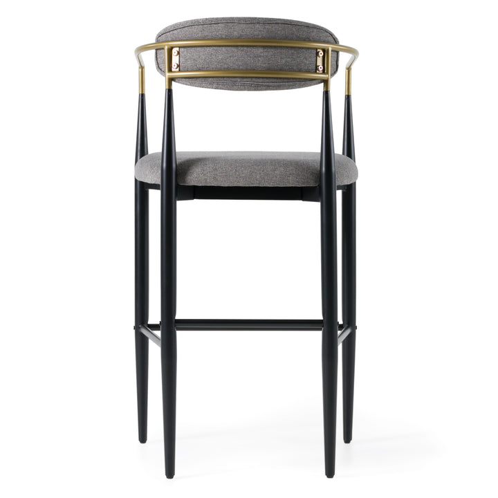 Buchtel  Mid-Century Modern Medium Grey + Gold Arm + Black Bar Chair