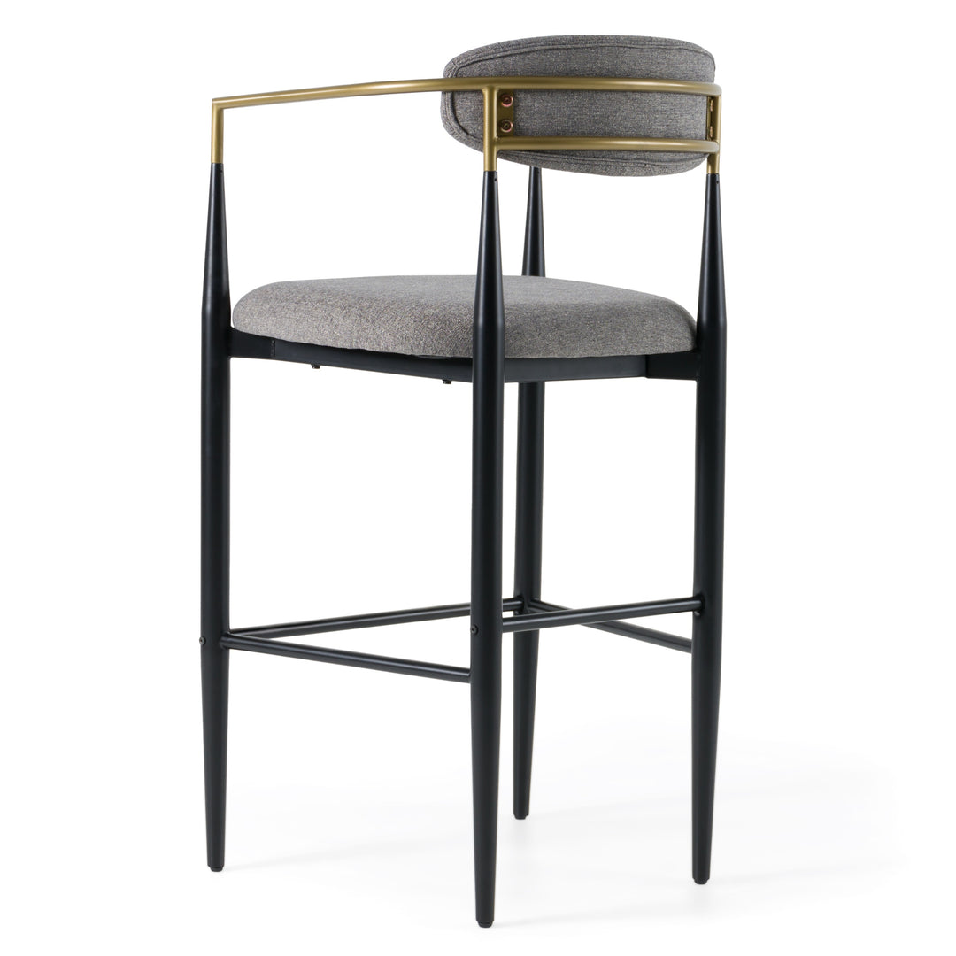 Buchtel  Mid-Century Modern Medium Grey + Gold Arm + Black Bar Chair