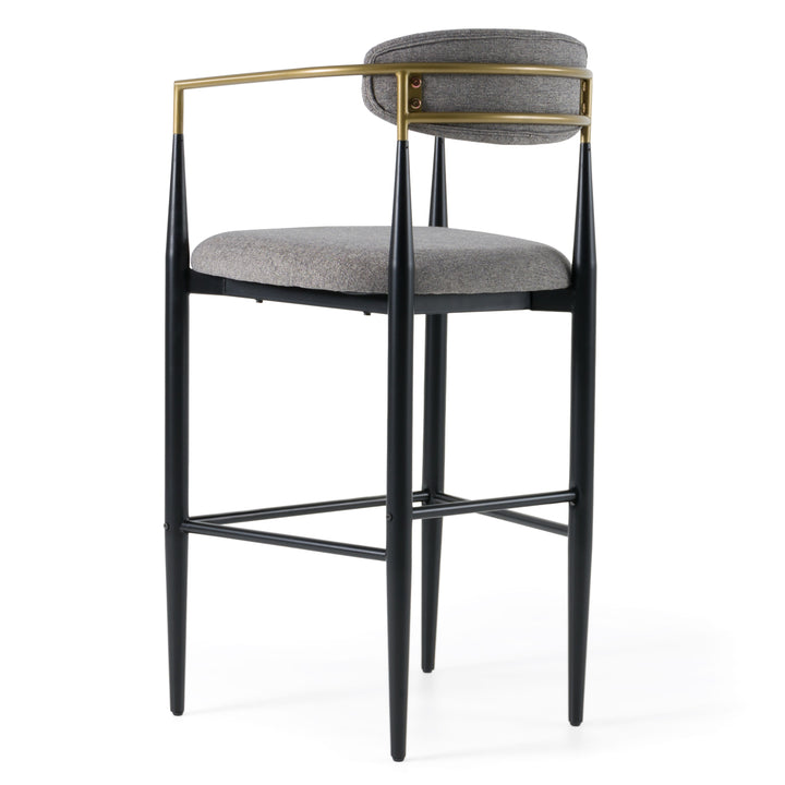 Buchtel  Mid-Century Modern Medium Grey + Gold Arm + Black Bar Chair