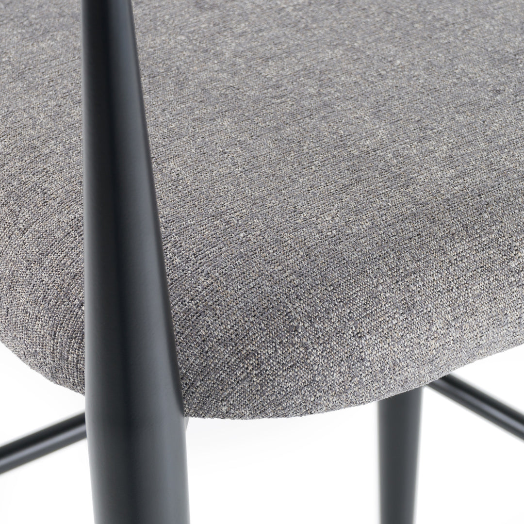 Buchtel - Mid-Century Modern Medium Grey + Gold Arm + Black Bar Chair
