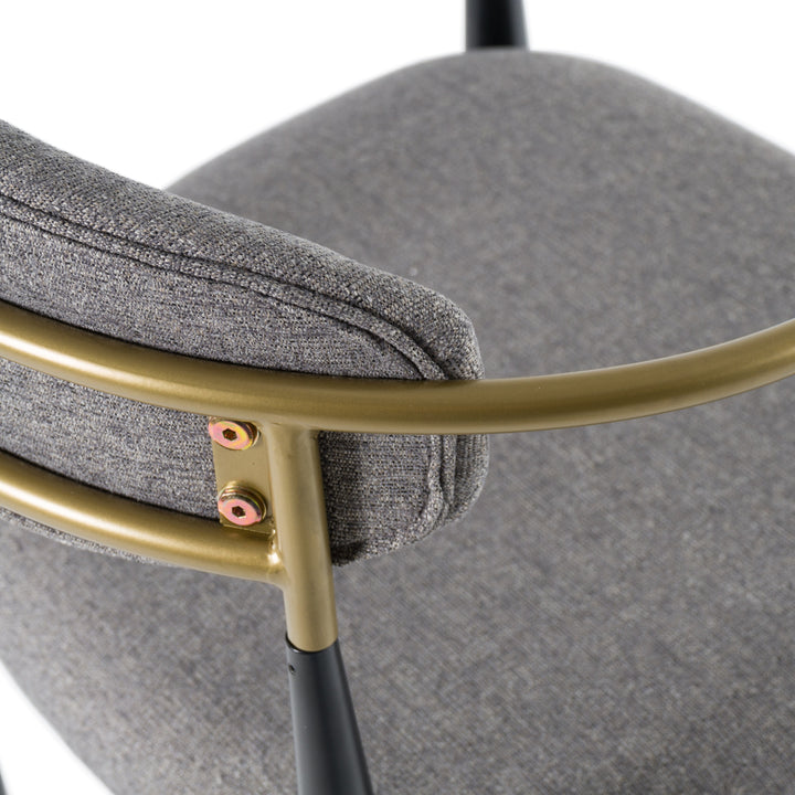 Buchtel  Mid-Century Modern Medium Grey + Gold Arm + Black Bar Chair