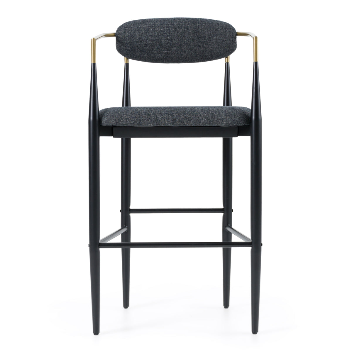 Buchtel - Mid-Century Modern Dark Grey + Gold Arm + Black Bar Chair - View 2