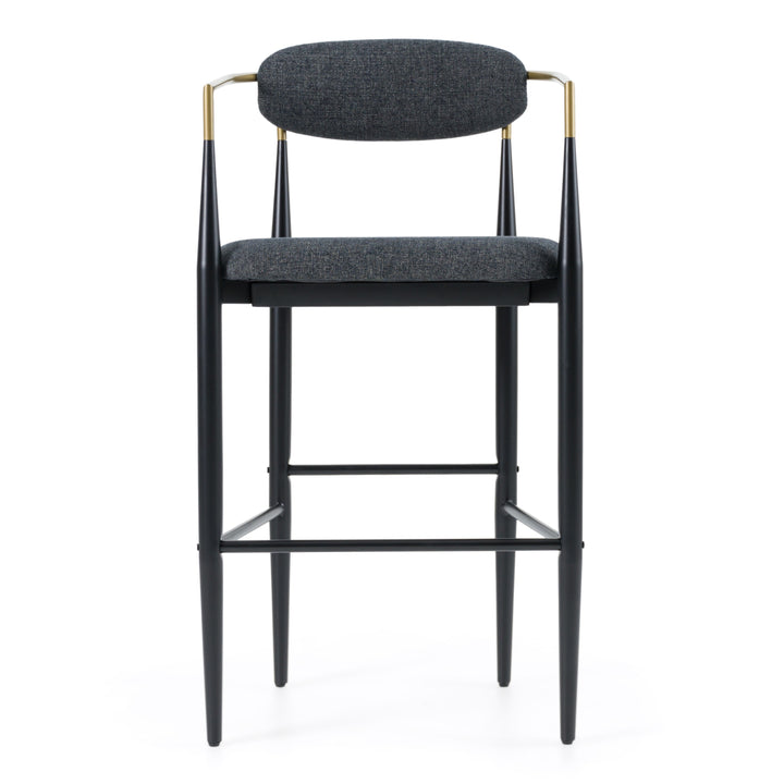 Buchtel  Mid-Century Modern Dark Grey + Gold Arm + Black Bar Chair