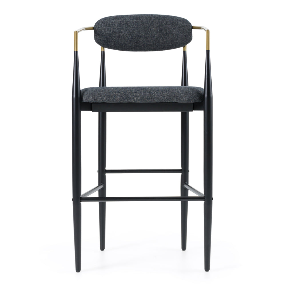 Buchtel - Mid-Century Modern Dark Grey  Gold Arm  Black Bar Chair