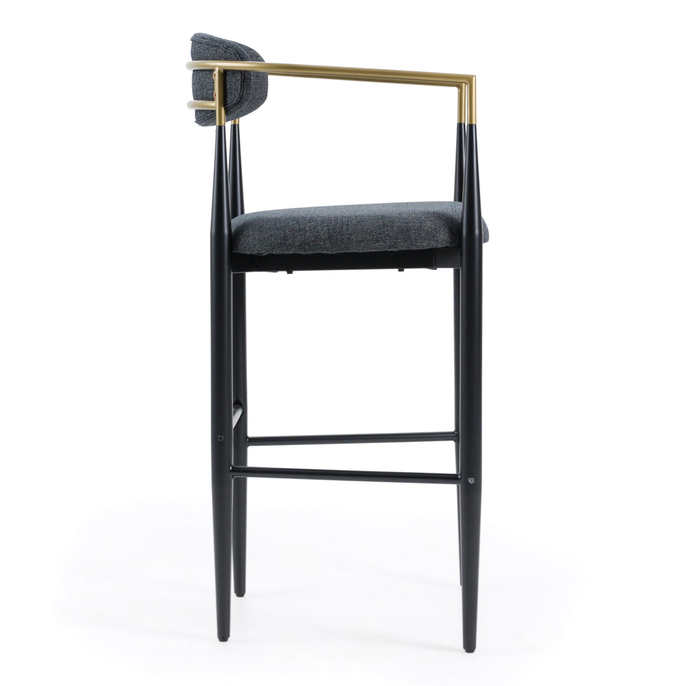 Buchtel - Mid-Century Modern Dark Grey + Gold Arm + Black Bar Chair - View 3