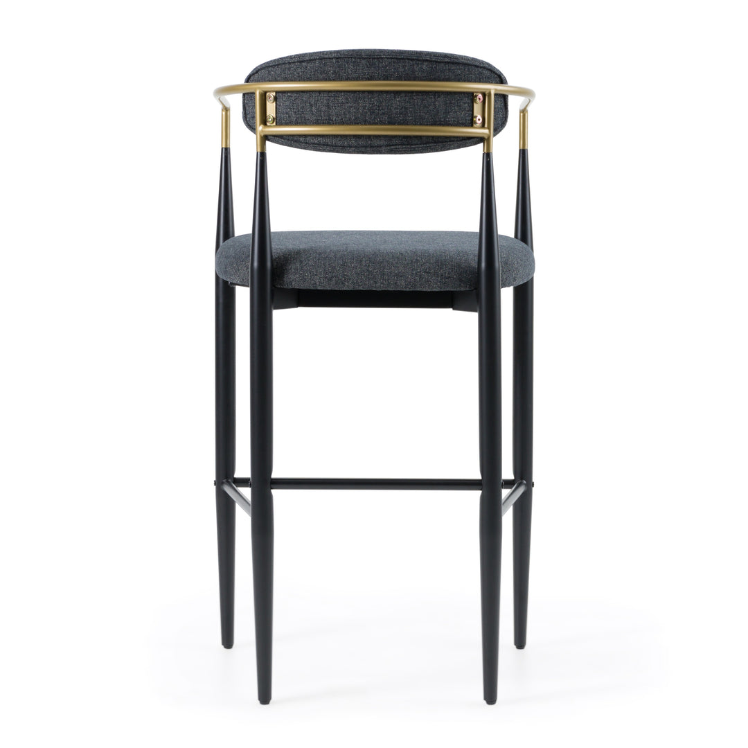 Buchtel  Mid-Century Modern Dark Grey + Gold Arm + Black Bar Chair