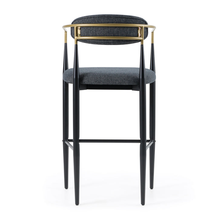 Buchtel  Mid-Century Modern Dark Grey + Gold Arm + Black Bar Chair