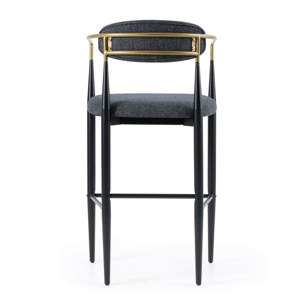 Buchtel - Mid-Century Modern Dark Grey + Gold Arm + Black Bar Chair - View 4