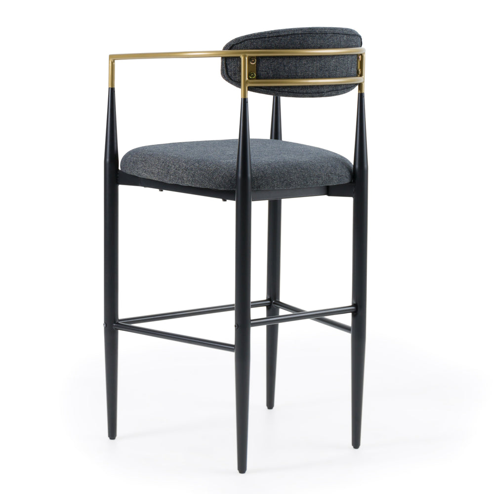 Buchtel - Mid-Century Modern Dark Grey + Gold Arm + Black Bar Chair - View 5
