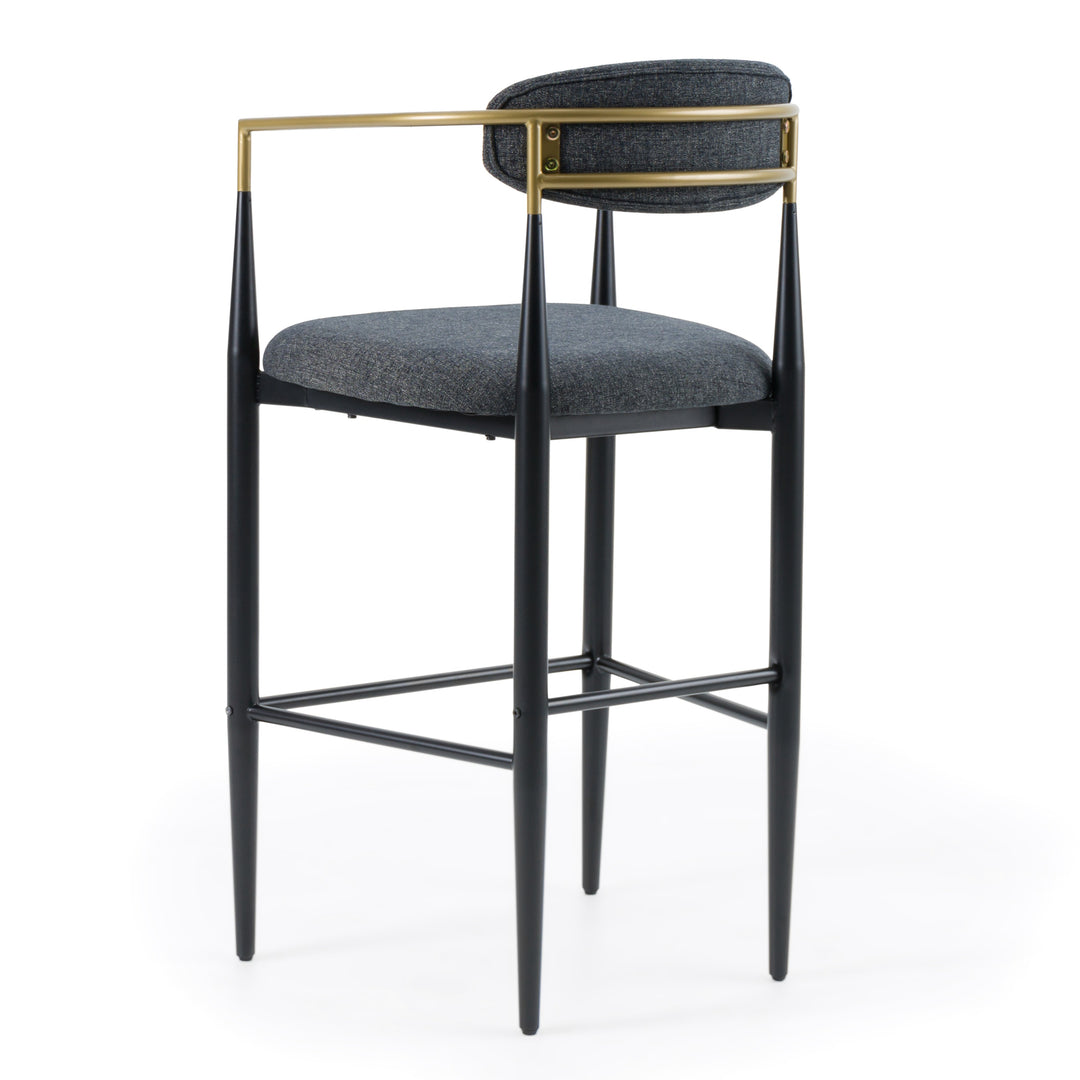 Buchtel  Mid-Century Modern Dark Grey + Gold Arm + Black Bar Chair