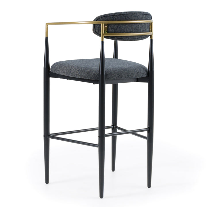 Buchtel  Mid-Century Modern Dark Grey + Gold Arm + Black Bar Chair