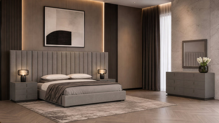 Buckley - Grey &amp; Black Stainless Steel Bedroom Set