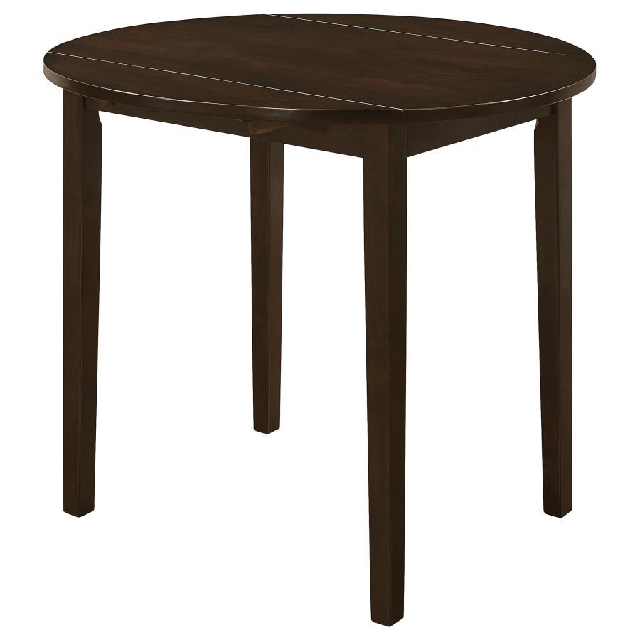 Bucknell - 3 Piece Round Drop Leaf Dining Table Set - Cappuccino 3 - Piece Dining Room Set modern furniture Contempo Furniture