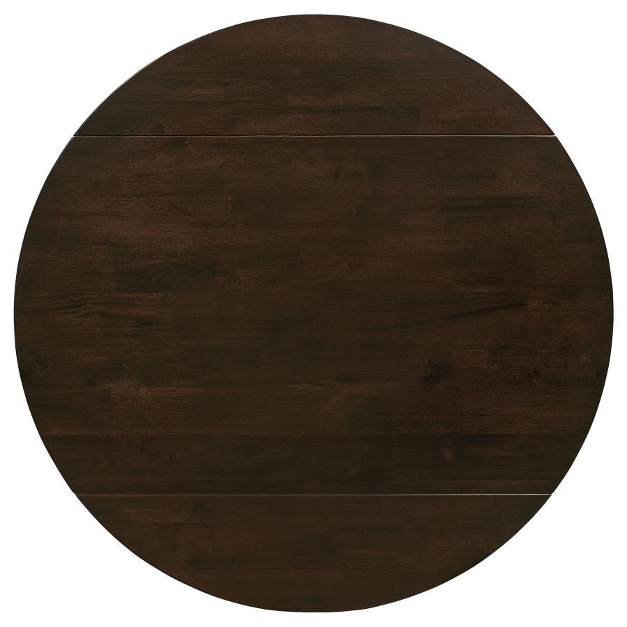 Bucknell - 3 Piece Round Drop Leaf Dining Table Set - Cappuccino 3 - Piece Dining Room Set modern furniture Contempo Furniture