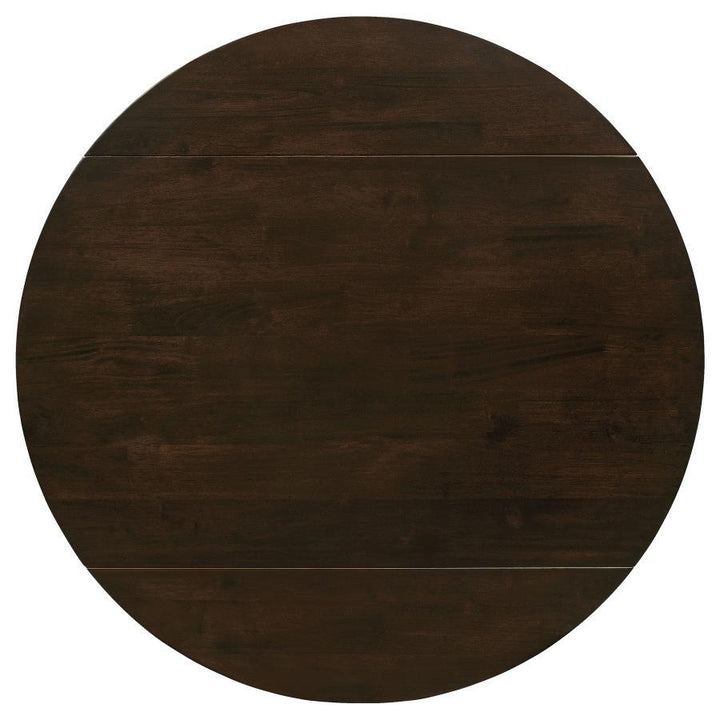 Bucknell - 3 Piece Round Drop Leaf Dining Table Set - Cappuccino 3 - Piece Dining Room Set modern furniture Contempo Furniture