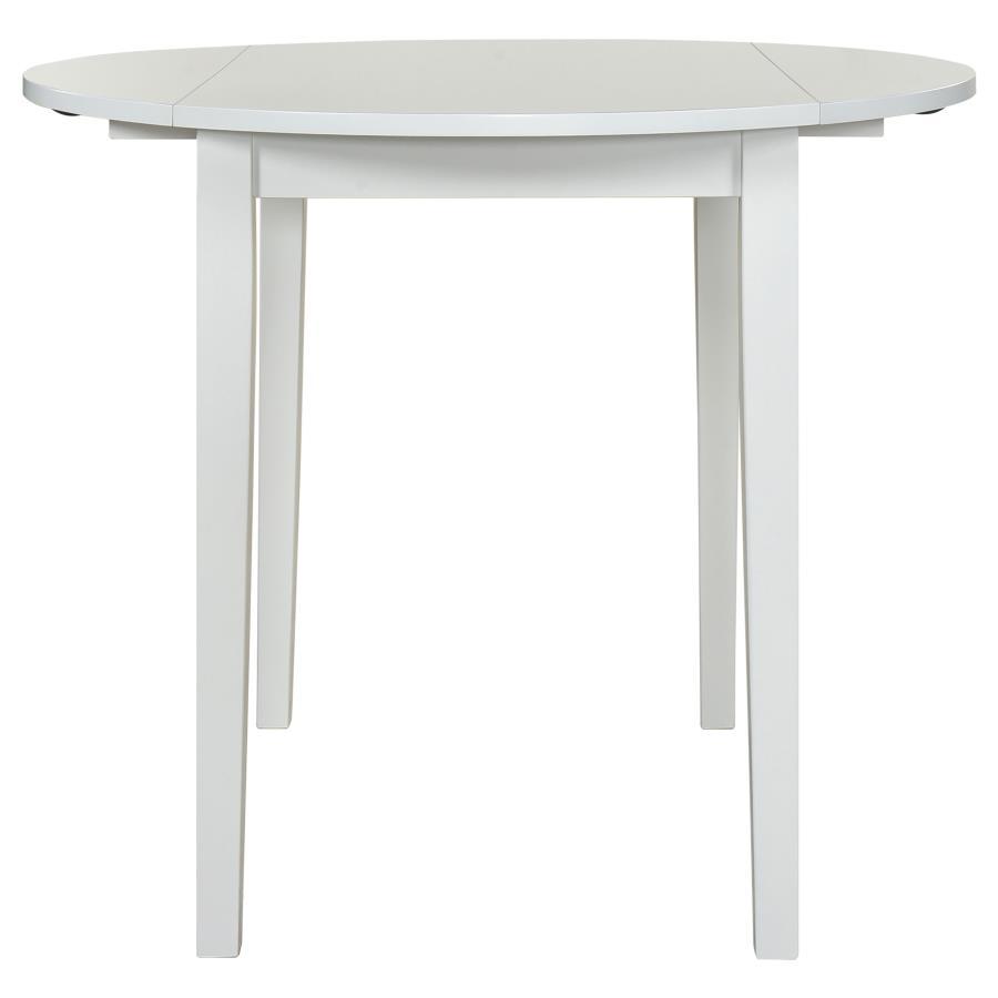 Bucknell - 3 Piece Round Drop Leaf Dining Table Set - White 3 - Piece Dining Room Set modern furniture Contempo Furniture