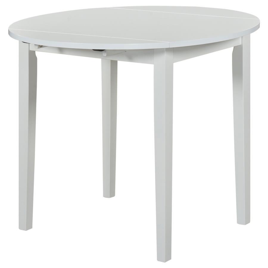 Bucknell - 3 Piece Round Drop Leaf Dining Table Set - White 3 - Piece Dining Room Set modern furniture Contempo Furniture