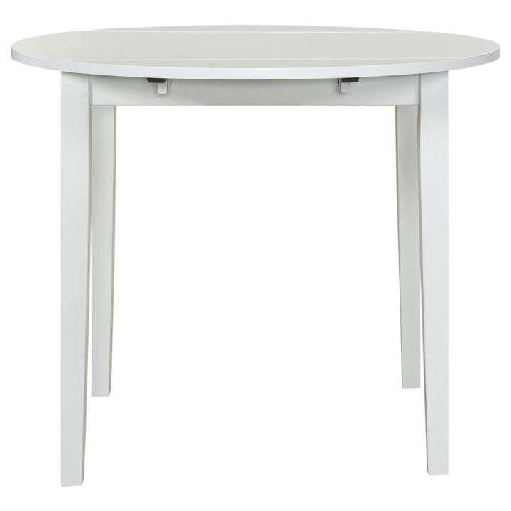 Bucknell - 3 Piece Round Drop Leaf Dining Table Set - White 3 - Piece Dining Room Set modern furniture Contempo Furniture