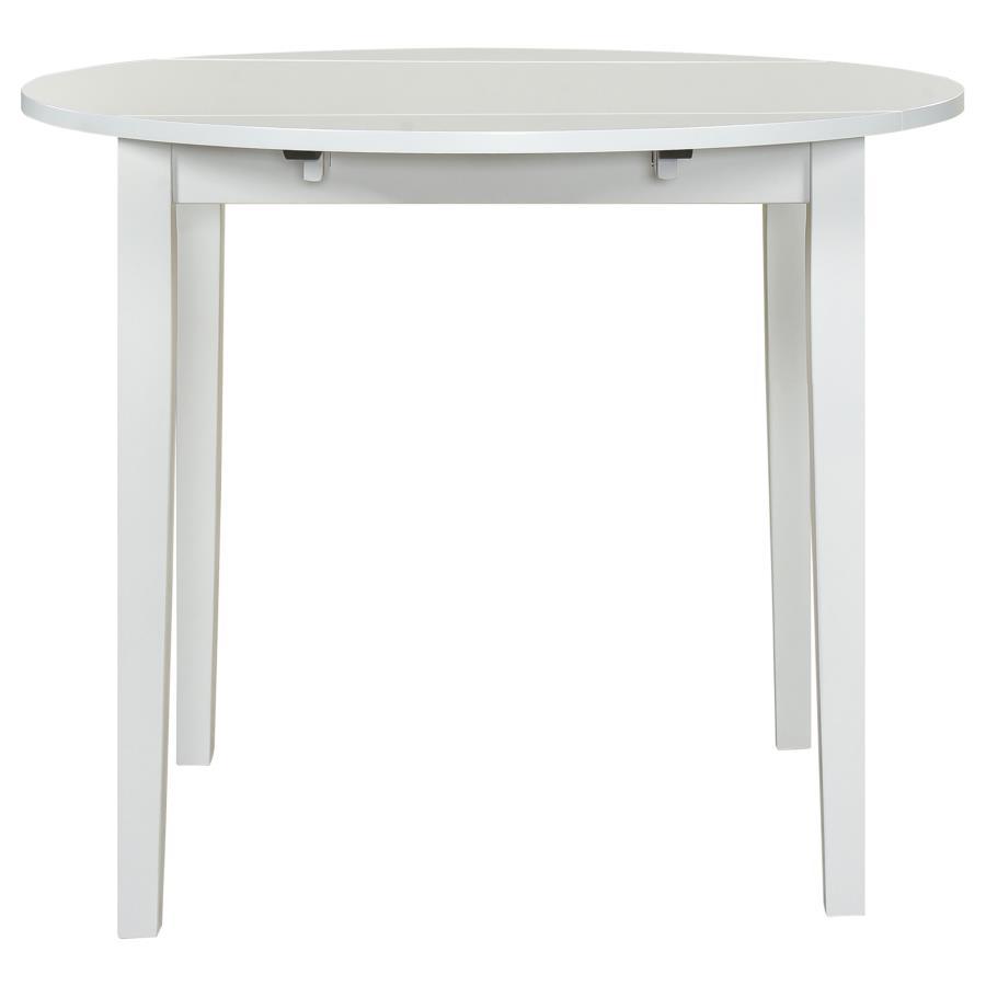 Bucknell - 3 Piece Round Drop Leaf Dining Table Set - White 3 - Piece Dining Room Set modern furniture Contempo Furniture