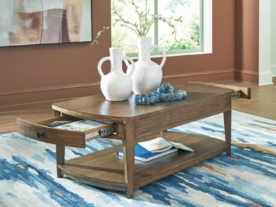 Burkbyer Coffee Table - Light Brown Cocktail Table modern furniture Contempo Furniture
