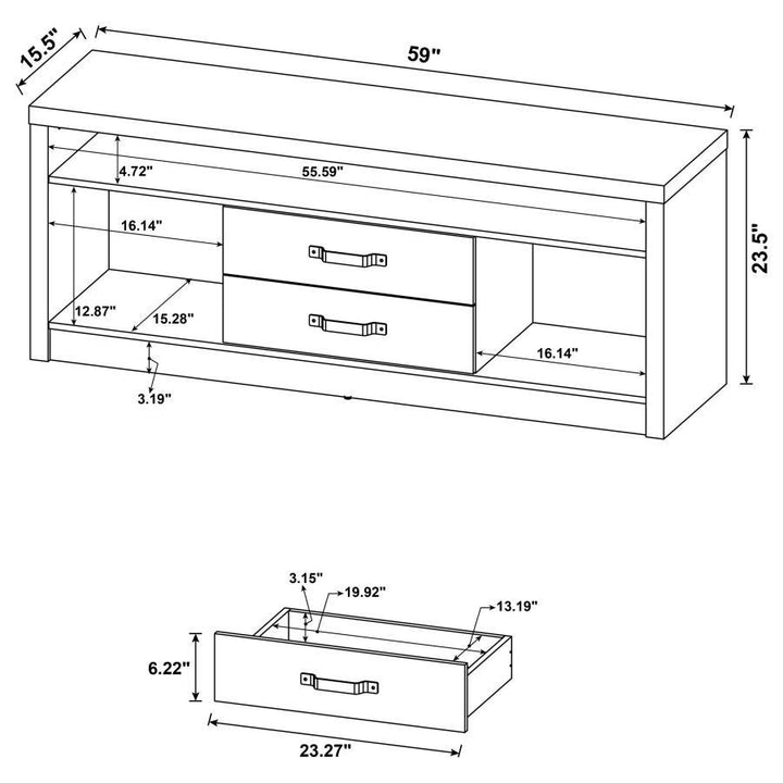 Burke - 2 - Drawer Engineered Wood TV Stand - Gray Driftwood TV Stand modern furniture Contempo Furniture