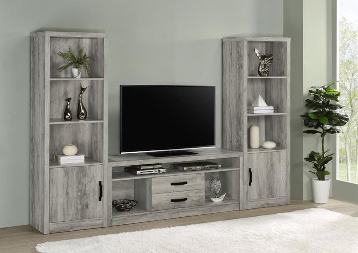 Burke - 3 - Shelf Engineered Wood Media Tower - Gray Driftwood Piers modern furniture Contempo Furniture