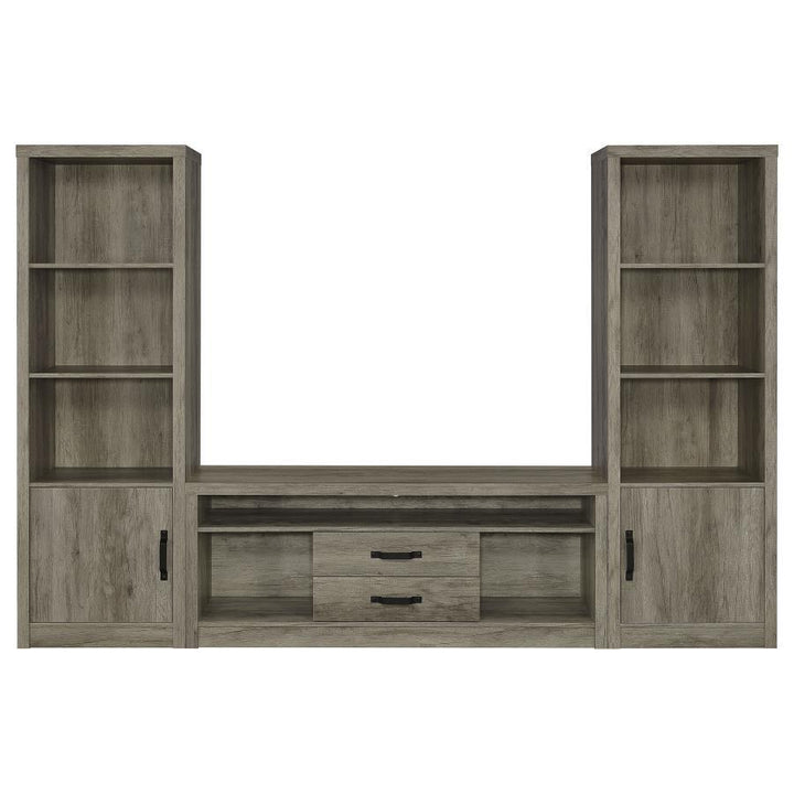 Burke - 3 - Shelf Engineered Wood Media Tower - Gray Driftwood Piers modern furniture Contempo Furniture