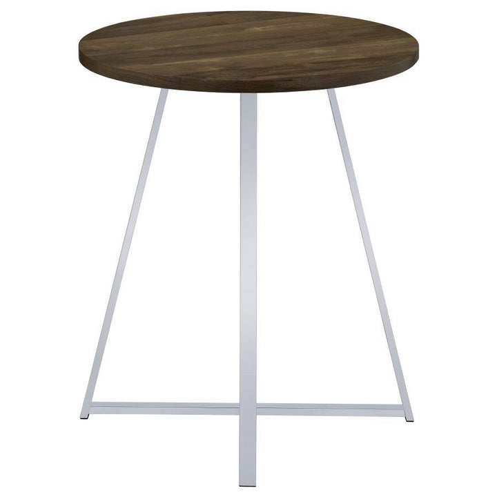 Burkhart - Round Pub Height Bistro Bar Table - Brown Oak Bar Table modern furniture Contempo Furniture