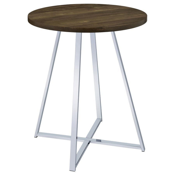 Burkhart - Round Pub Height Bistro Bar Table - Brown Oak Bar Table modern furniture Contempo Furniture