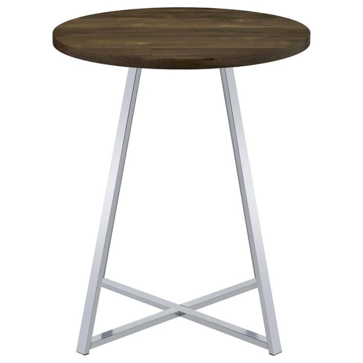Burkhart - Round Pub Height Bistro Bar Table - Brown Oak Bar Table modern furniture Contempo Furniture