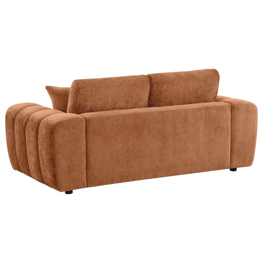 Burnett - 2 Piece Chenille Upholstered Sofa Set - Burnt Orange Stationary Sofa & Loveseat modern furniture Contempo Furniture