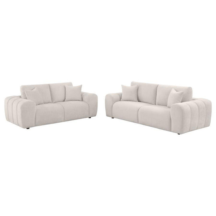 Burnett - 2 Piece Chenille Upholstered Sofa Set - Ivory Stationary Sofa &amp; Loveseat modern furniture Contempo Furniture