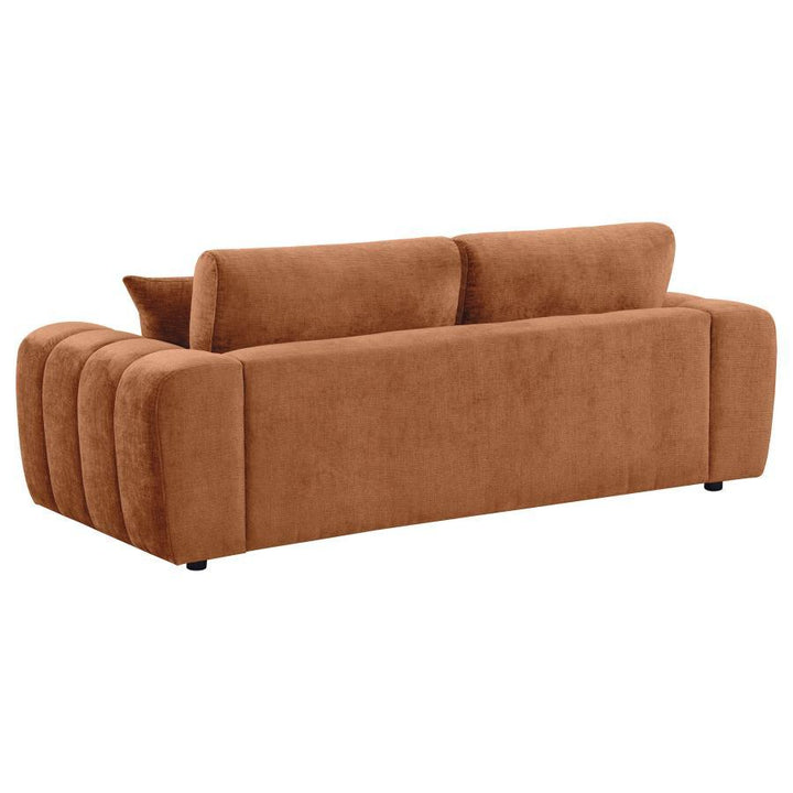 Burnett - 3 Piece Chenille Upholstered Sofa Set - Burnt Orange 3 - Piece Living Room Set modern furniture Contempo Furniture