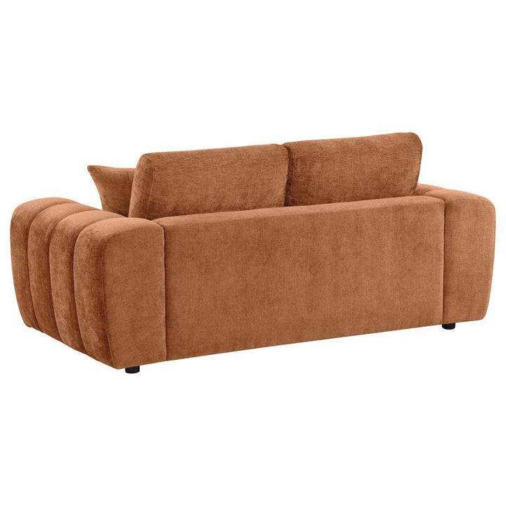 Burnett - 3 Piece Chenille Upholstered Sofa Set - Burnt Orange 3 - Piece Living Room Set modern furniture Contempo Furniture