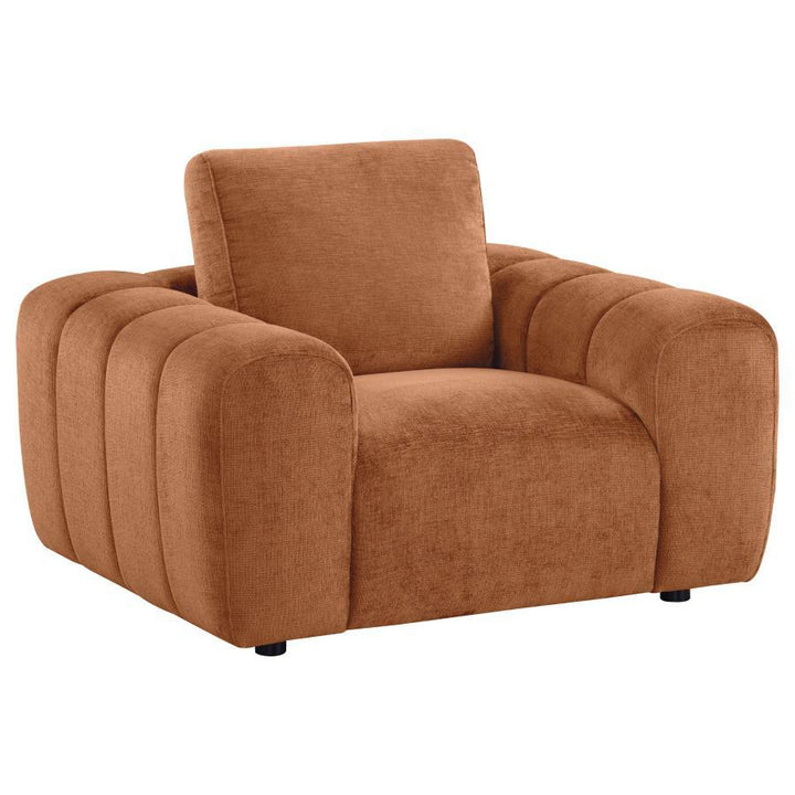 Burnett - 3 Piece Chenille Upholstered Sofa Set - Burnt Orange 3 - Piece Living Room Set modern furniture Contempo Furniture