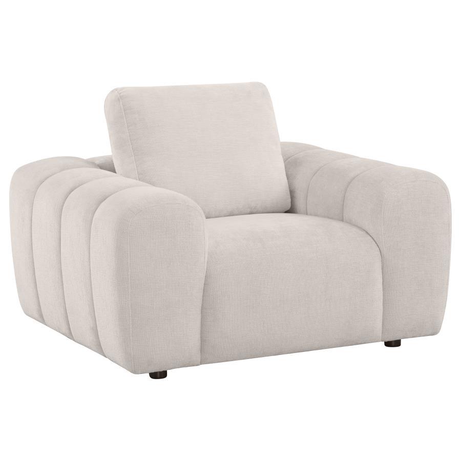Burnett - 3 Piece Chenille Upholstered Sofa Set - Ivory 3 - Piece Living Room Set modern furniture Contempo Furniture
